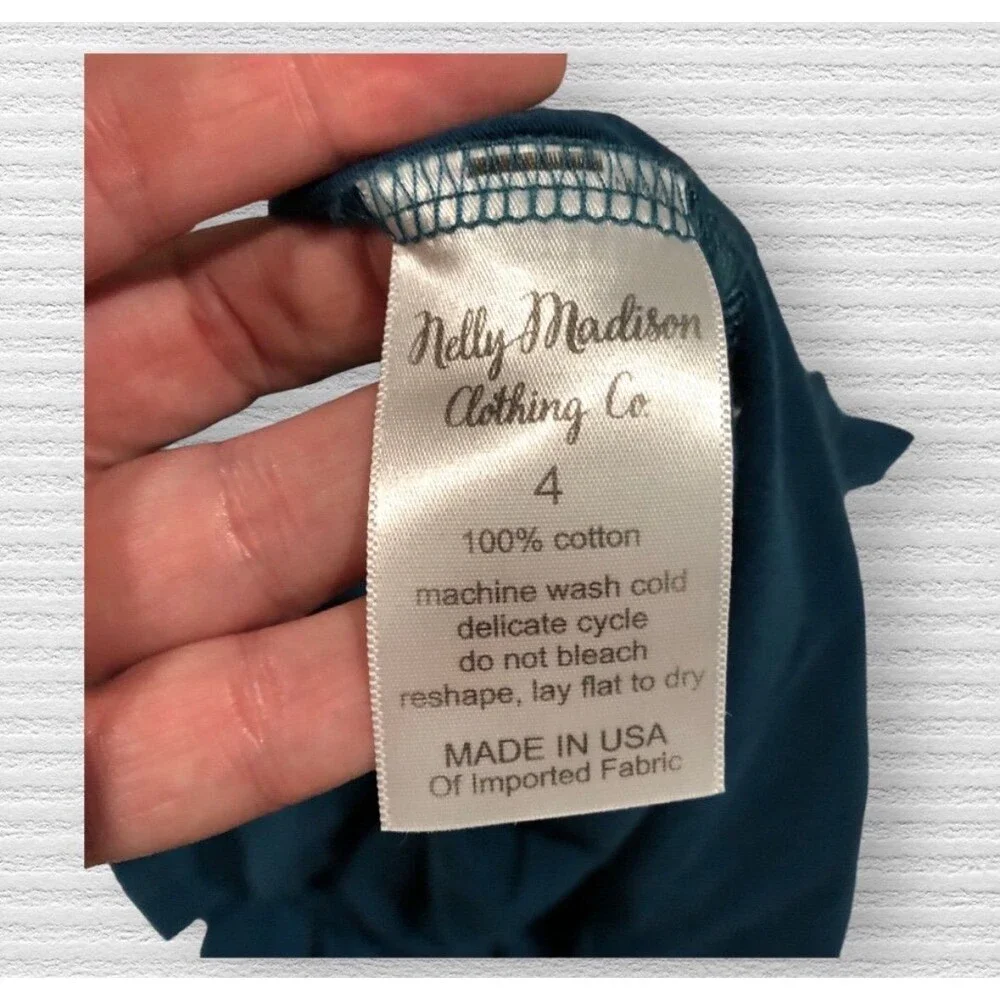 Nelly Madison 4 Long Sleeve Green Blue Dress